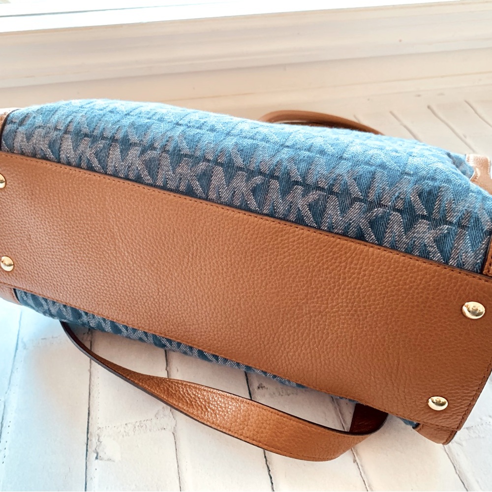 Michael Kors Blue Denim and Brown Leather Tote - Picture 5 of 15